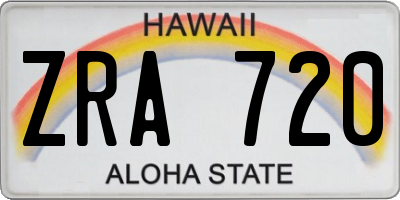 HI license plate ZRA720