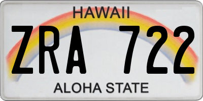 HI license plate ZRA722