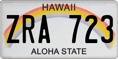 HI license plate ZRA723