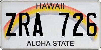 HI license plate ZRA726
