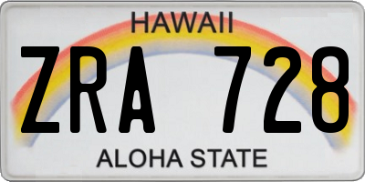 HI license plate ZRA728