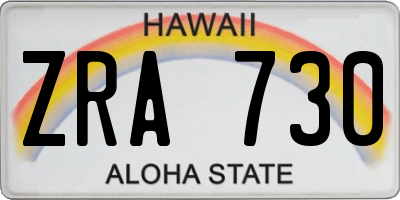 HI license plate ZRA730