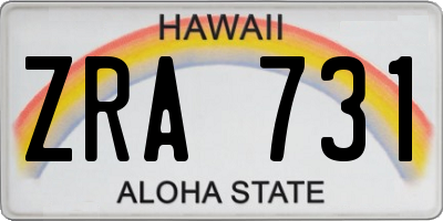 HI license plate ZRA731