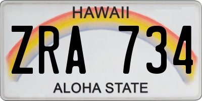 HI license plate ZRA734