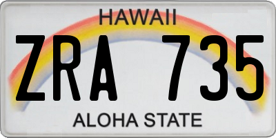 HI license plate ZRA735