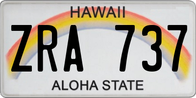 HI license plate ZRA737