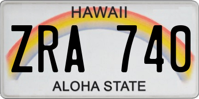 HI license plate ZRA740