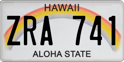 HI license plate ZRA741