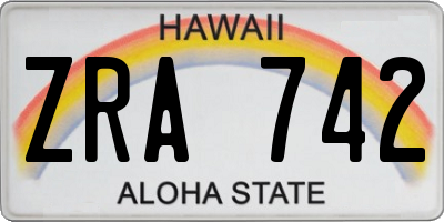 HI license plate ZRA742