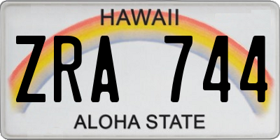 HI license plate ZRA744