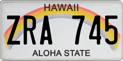 HI license plate ZRA745