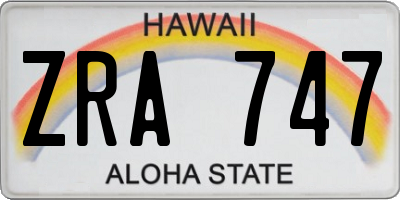 HI license plate ZRA747