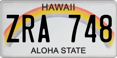 HI license plate ZRA748