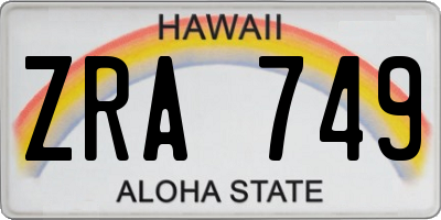 HI license plate ZRA749