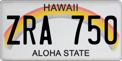 HI license plate ZRA750