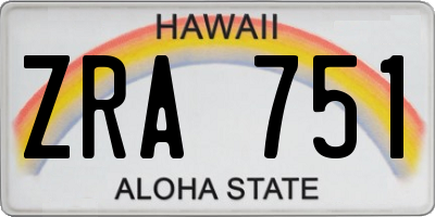 HI license plate ZRA751