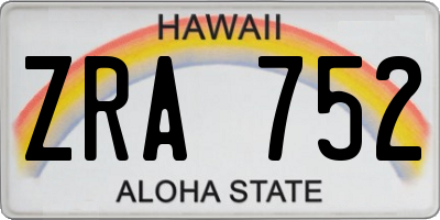 HI license plate ZRA752