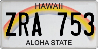 HI license plate ZRA753