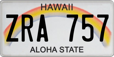HI license plate ZRA757