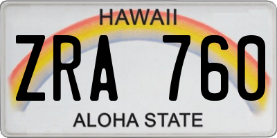 HI license plate ZRA760