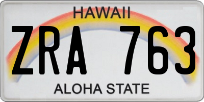 HI license plate ZRA763