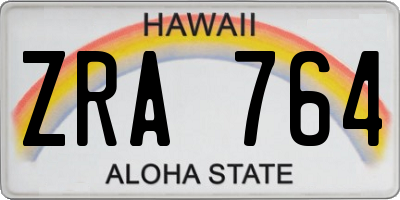HI license plate ZRA764