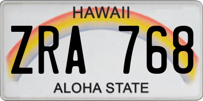 HI license plate ZRA768