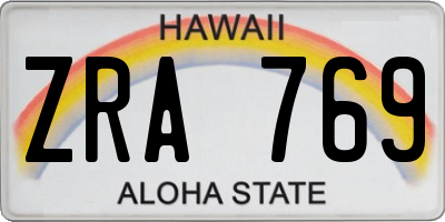 HI license plate ZRA769