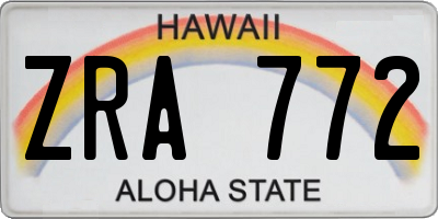 HI license plate ZRA772