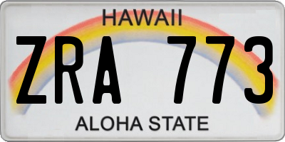 HI license plate ZRA773