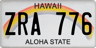 HI license plate ZRA776