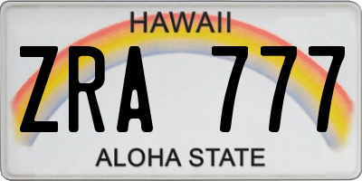 HI license plate ZRA777