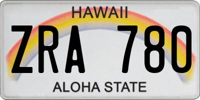 HI license plate ZRA780