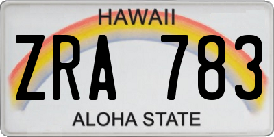 HI license plate ZRA783