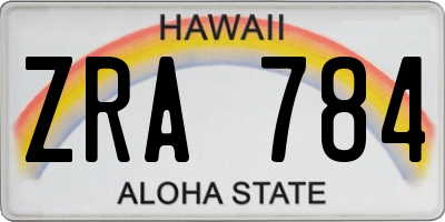 HI license plate ZRA784