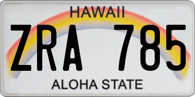 HI license plate ZRA785