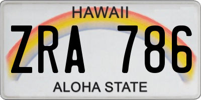 HI license plate ZRA786