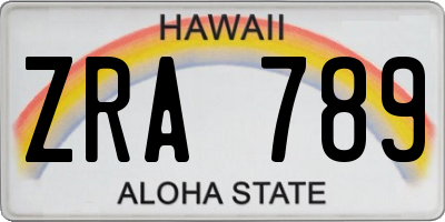 HI license plate ZRA789