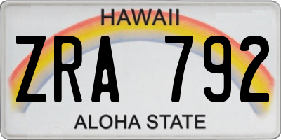 HI license plate ZRA792