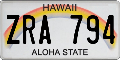 HI license plate ZRA794