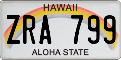 HI license plate ZRA799