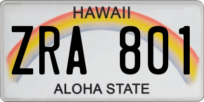 HI license plate ZRA801
