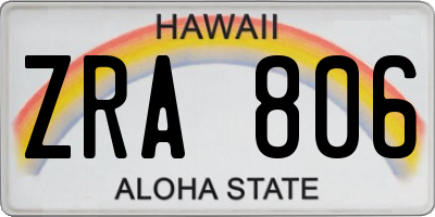 HI license plate ZRA806