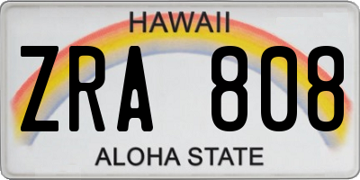 HI license plate ZRA808