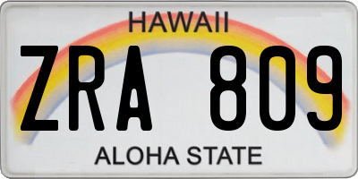 HI license plate ZRA809