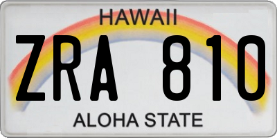 HI license plate ZRA810