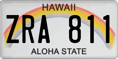 HI license plate ZRA811