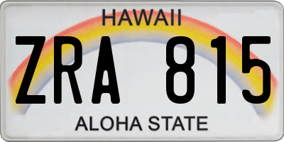 HI license plate ZRA815