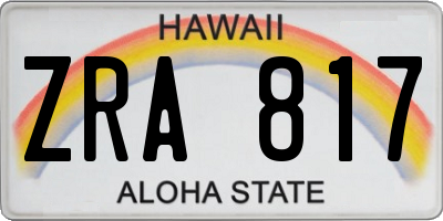 HI license plate ZRA817