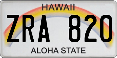 HI license plate ZRA820